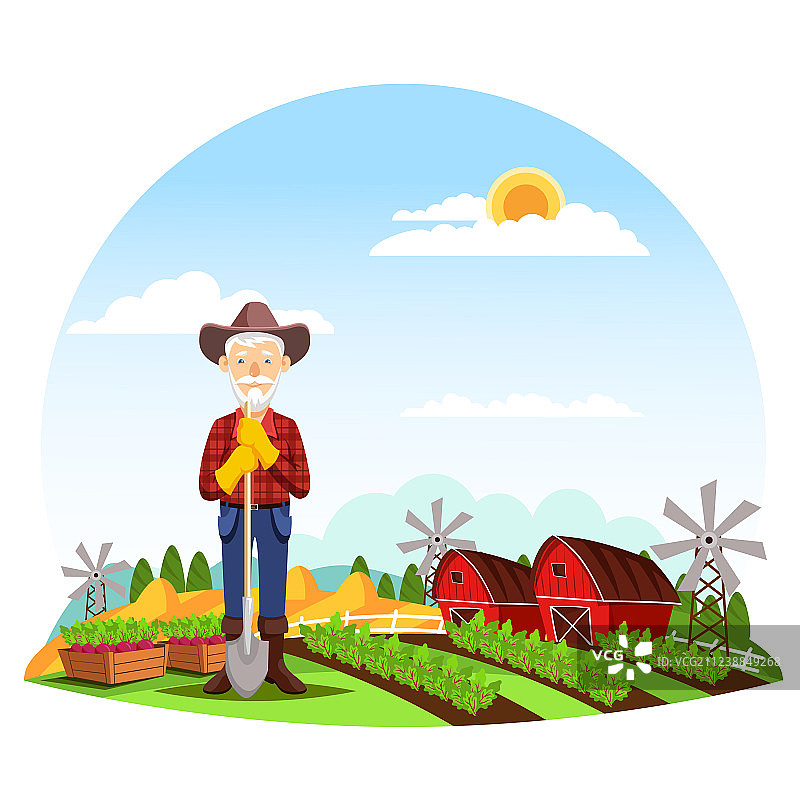 农场里的男人或祖父级农民图片素材