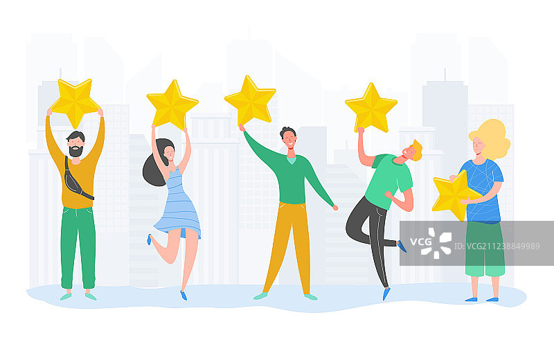 人们拿着金色的星星图片素材