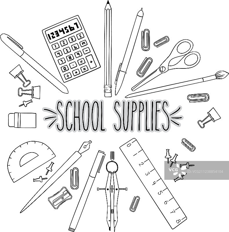 手绘学校用品图片素材