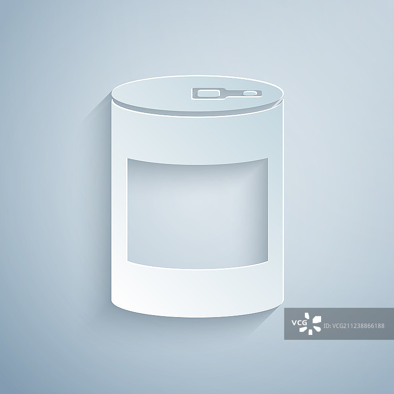 灰色背景上的剪纸罐头食品图标图片素材