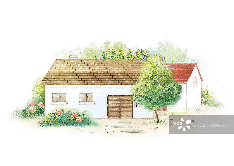 清新自然水彩风景插图插画5图片素材