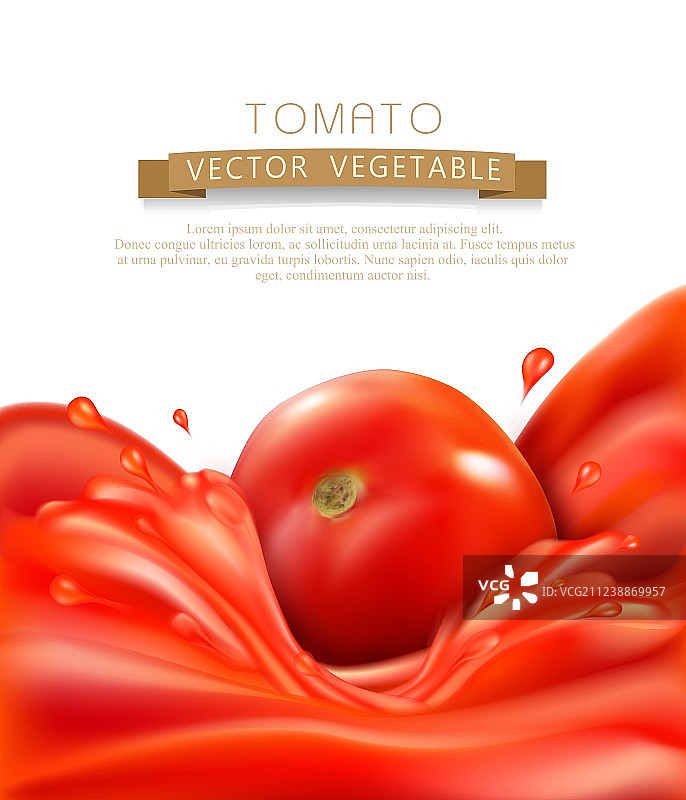 红色番茄汁和番茄的飞溅波浪图片素材