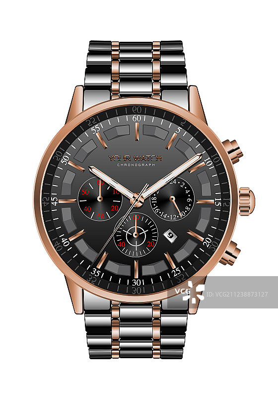 黑色钢铜计时腕表图片素材