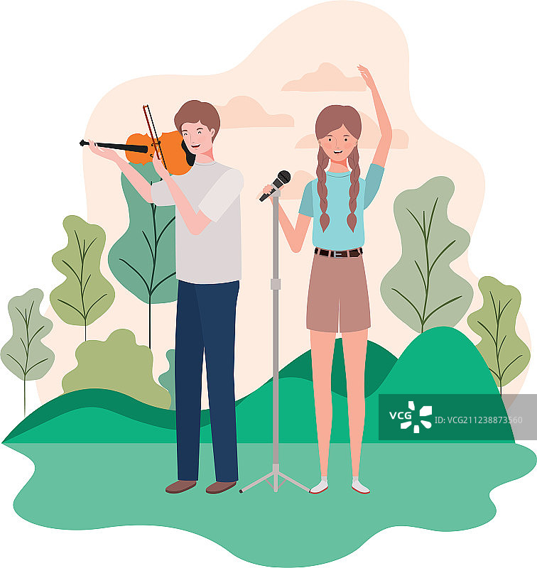 情侣演奏乐器图片素材