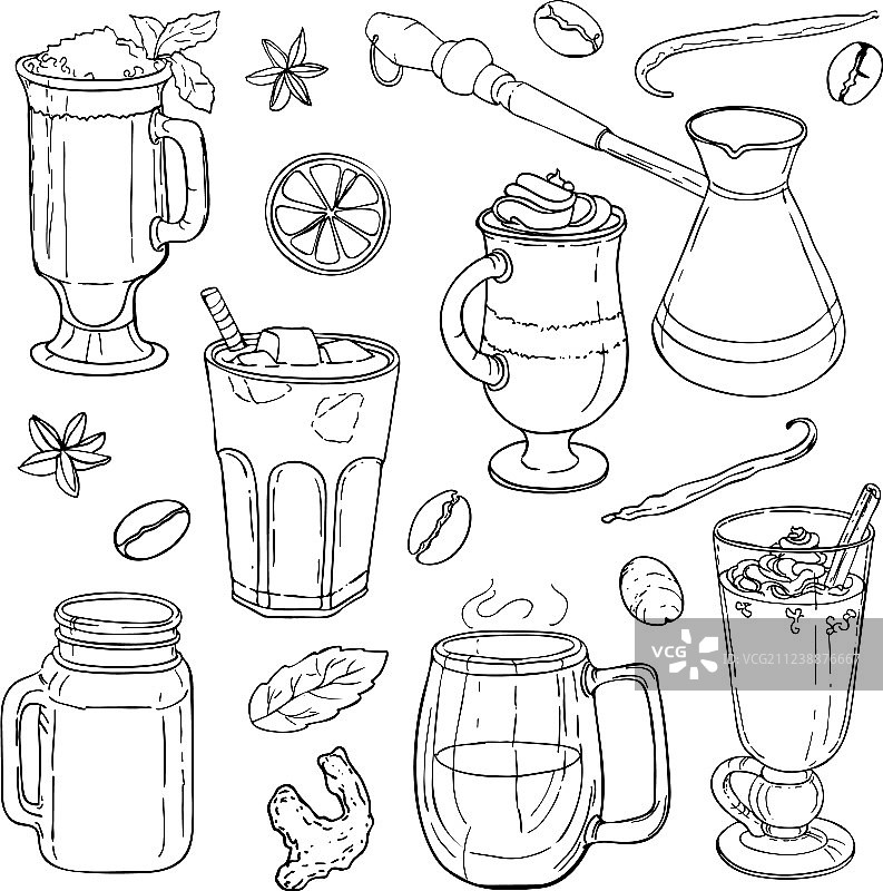 不同类型的咖啡图片素材