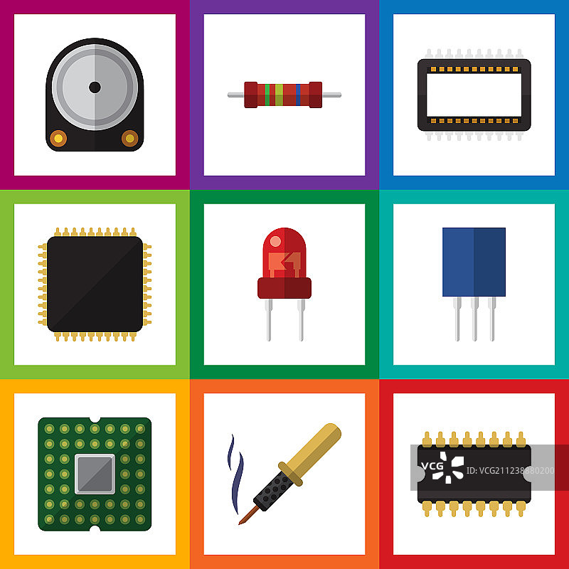 扁平风格CPU技术图标图片素材