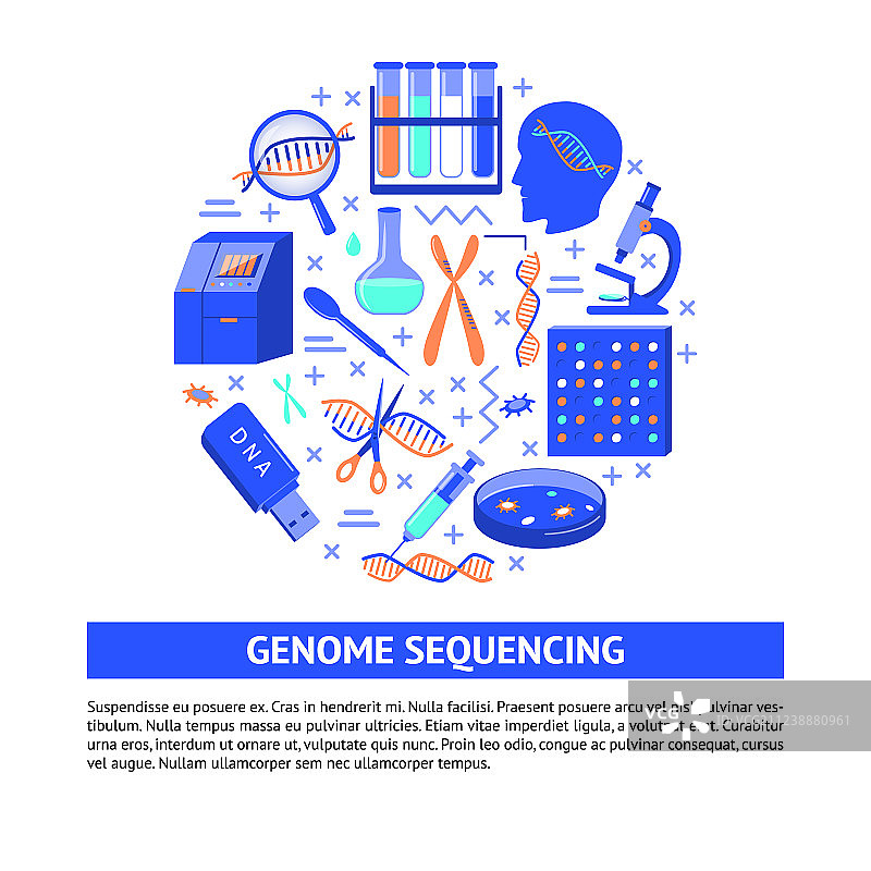 扁平风格基因组测序概念图片素材