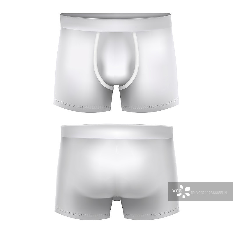 逼真的3D白色男士平角内裤图片素材