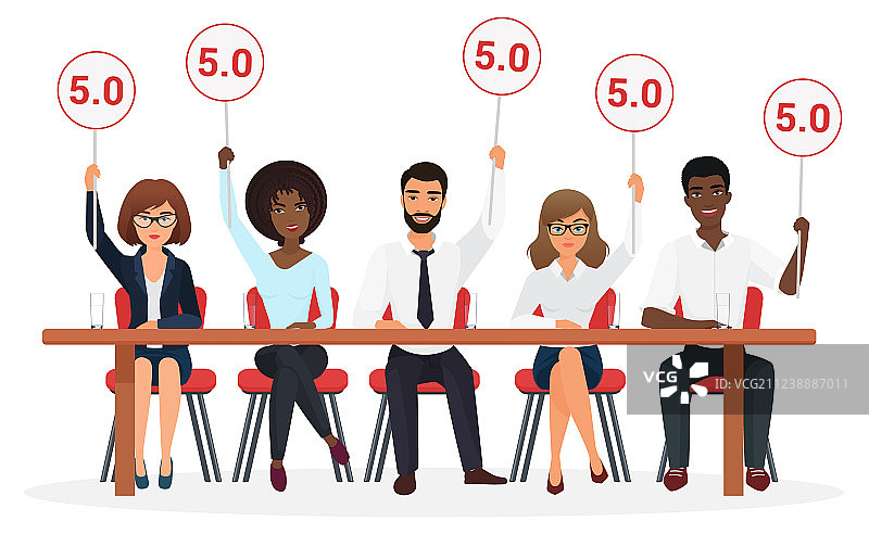 一群年轻的专业比赛评委图片素材