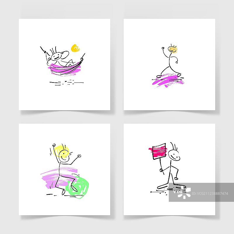 四支手绘马克笔涂鸦草图图片素材