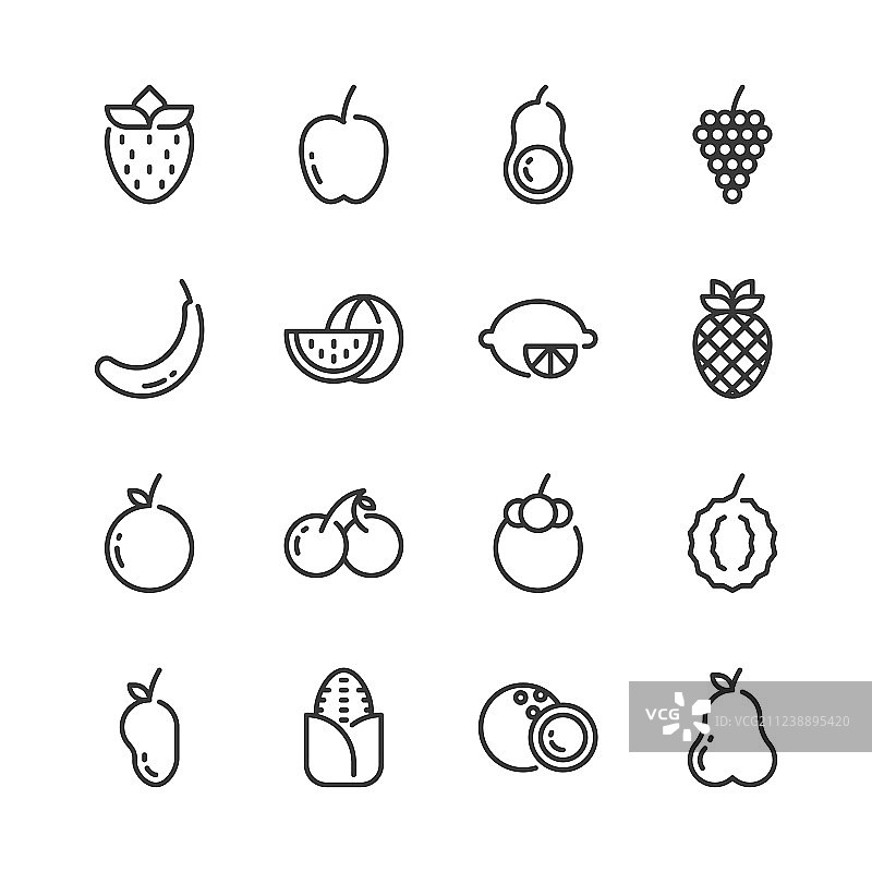 水果简约轮廓图标集图片素材
