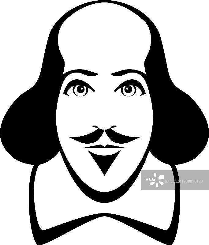 威廉·莎士比亚线条艺术卡通肖像图片素材