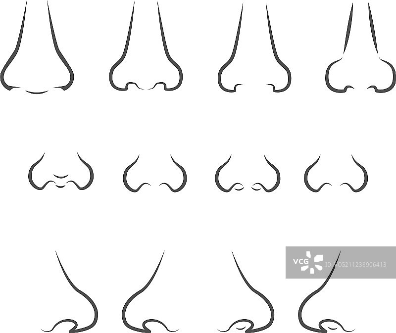 鼻子侧面和正面图像图标合集图片素材