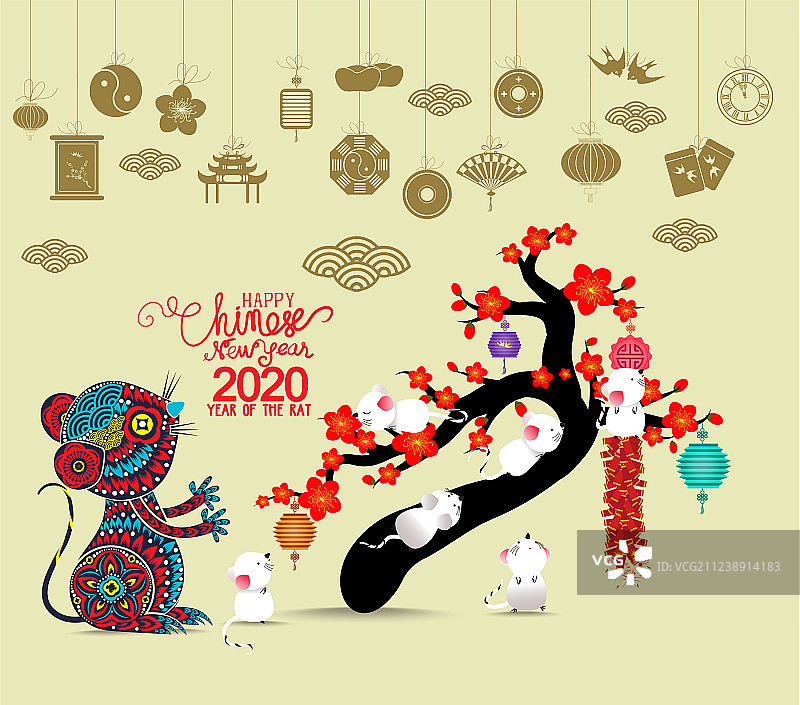 2020中国新年吉祥鼠图片素材