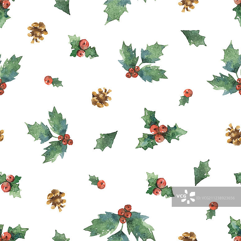 水彩圣诞节无缝图案图片素材