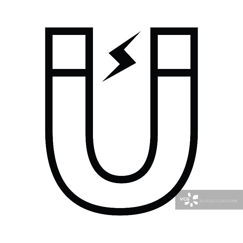 带磁荷的马蹄磁铁扁平图标图片素材