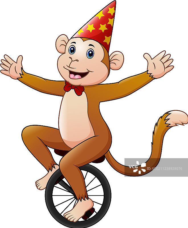 卡通马戏团猴子骑独轮车图片素材
