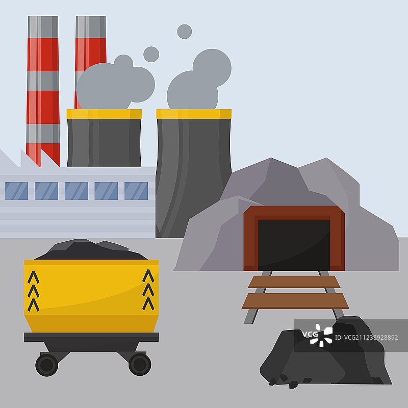 带有矿渣堆的煤矿工业设施图片素材