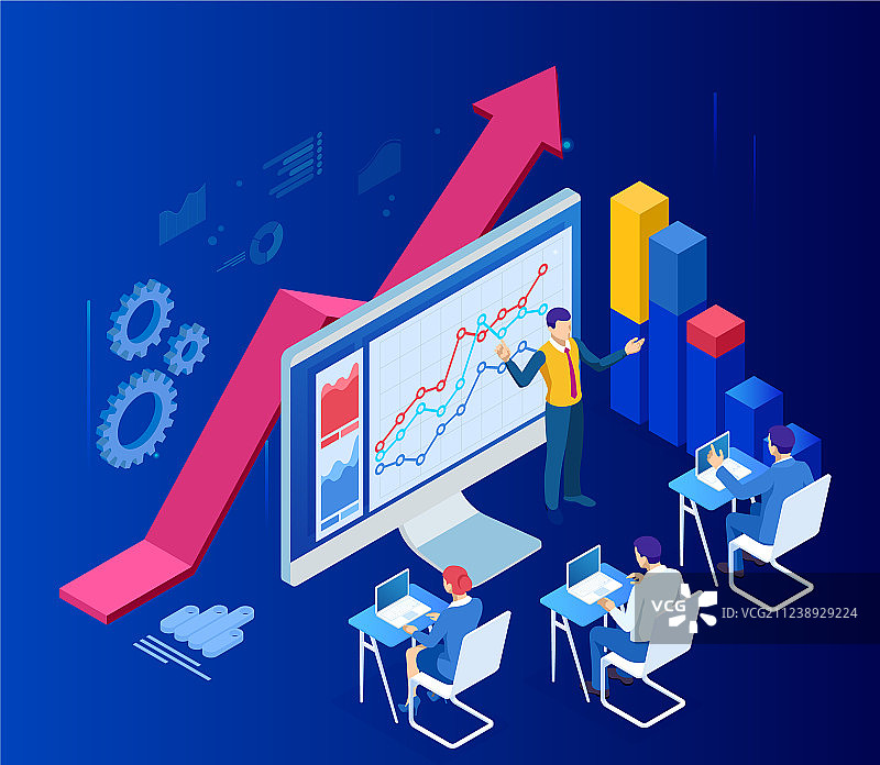 2.5D网络商业金融概念图片素材