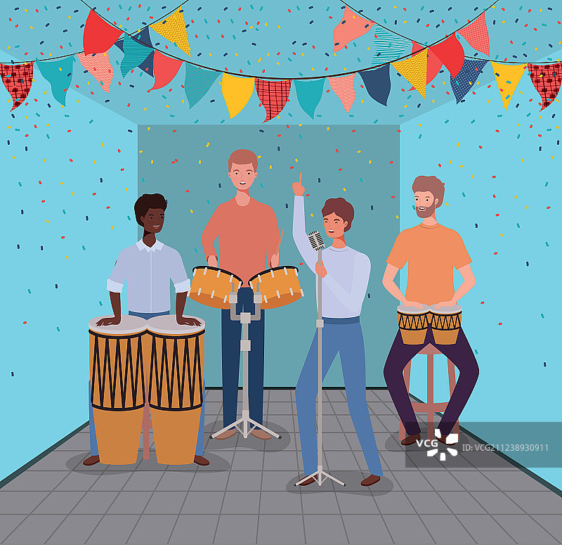 房间里演奏乐器的男人们图片素材