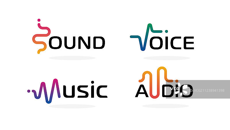 音乐声波符号音频图标集图片素材