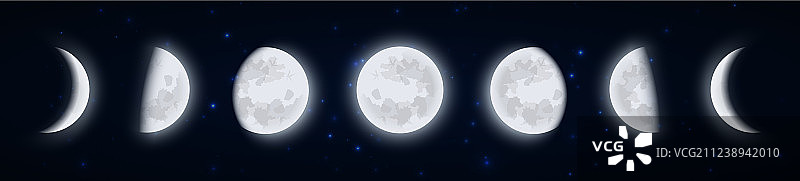 夜晚月相图标集图片素材