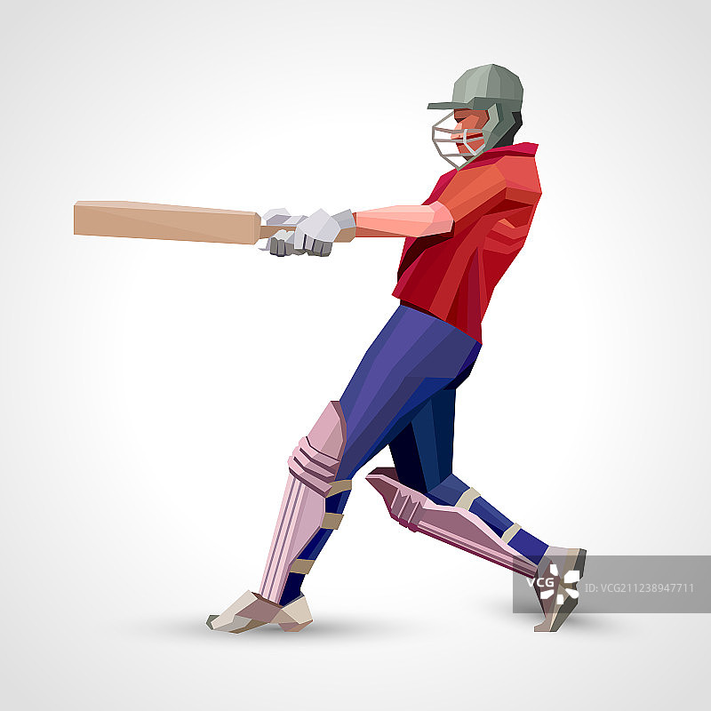 抽象板球运动员多边形低多边形图片素材