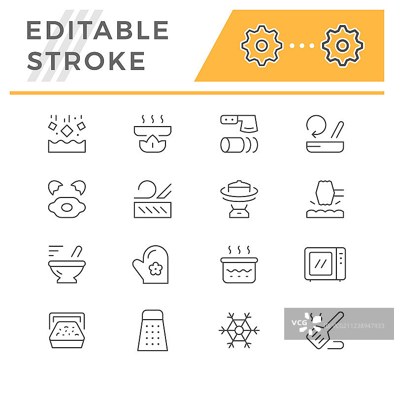烹饪相关线性图标集图片素材