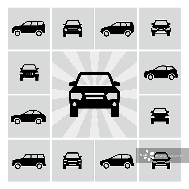 汽车侧面和正面轮廓图标图片素材