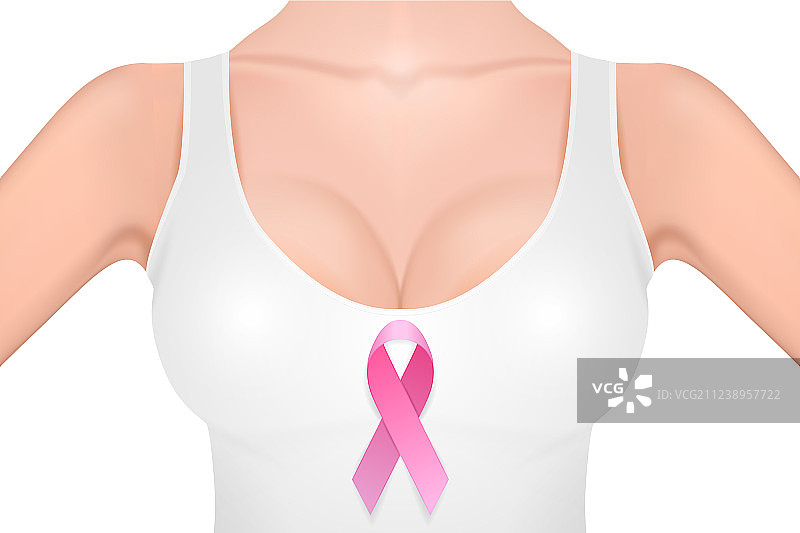 白色背心下的逼真女性胸部图片素材