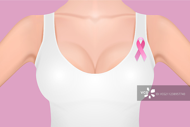 白色背心下的逼真女性胸部图片素材