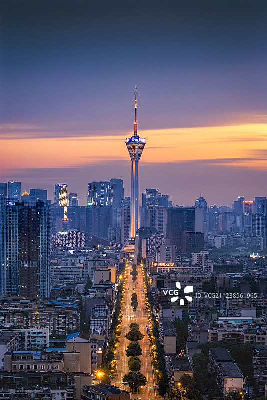 四川成都熊猫塔城市风光图片素材