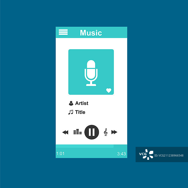 媒体播放器应用程序与扁平的应用程序模板图片素材
