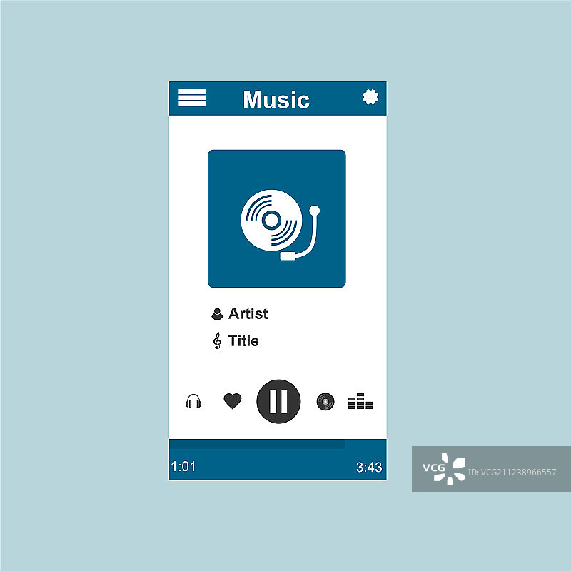 媒体播放器应用程序与扁平的应用程序模板图片素材