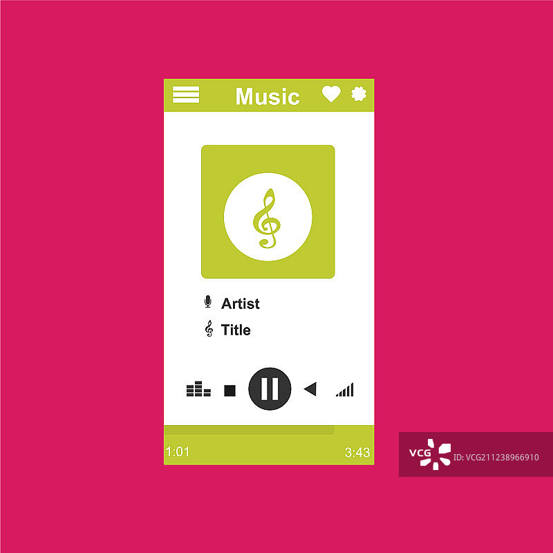 媒体播放器应用程序与扁平的应用程序模板图片素材