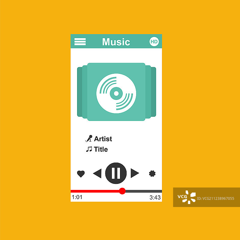 媒体播放器应用程序与扁平的应用程序模板图片素材