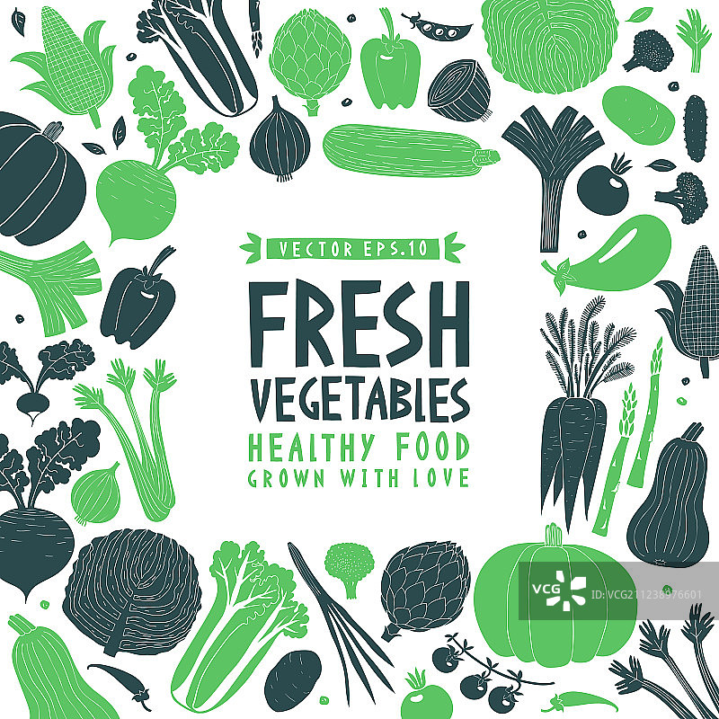有趣的手绘蔬菜设计模板图片素材