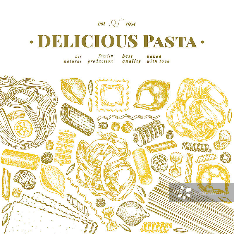 手绘意大利面设计模板图片素材