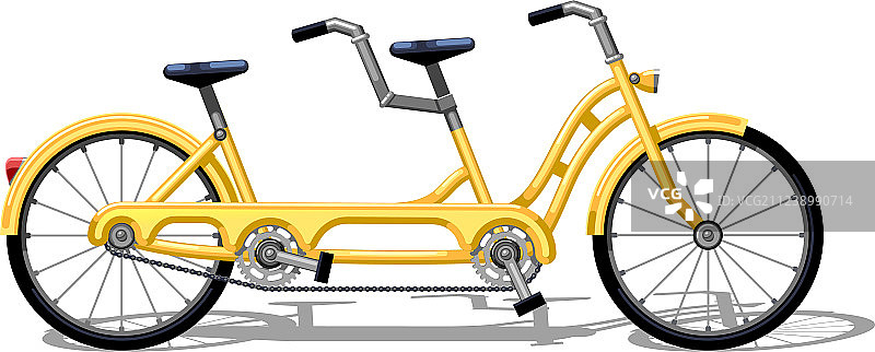 都市家庭双人自行车扁平风格图片素材