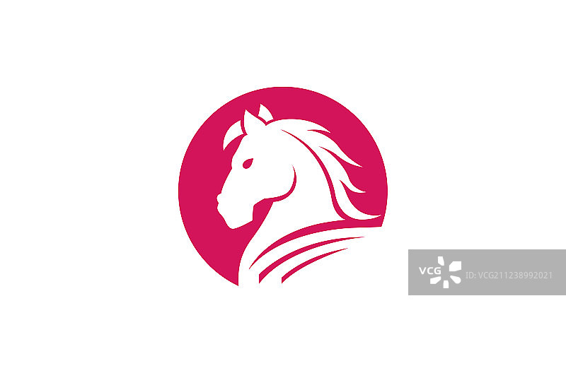 红色骏马圆形标志图片素材