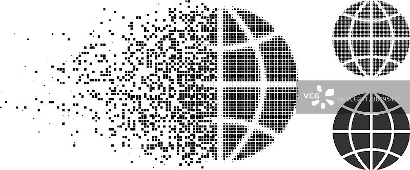 点状渐变分解的行星地球图标图片素材