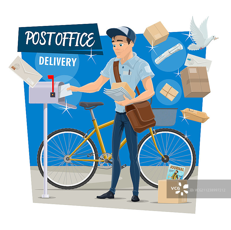 邮递员投递邮件图片素材