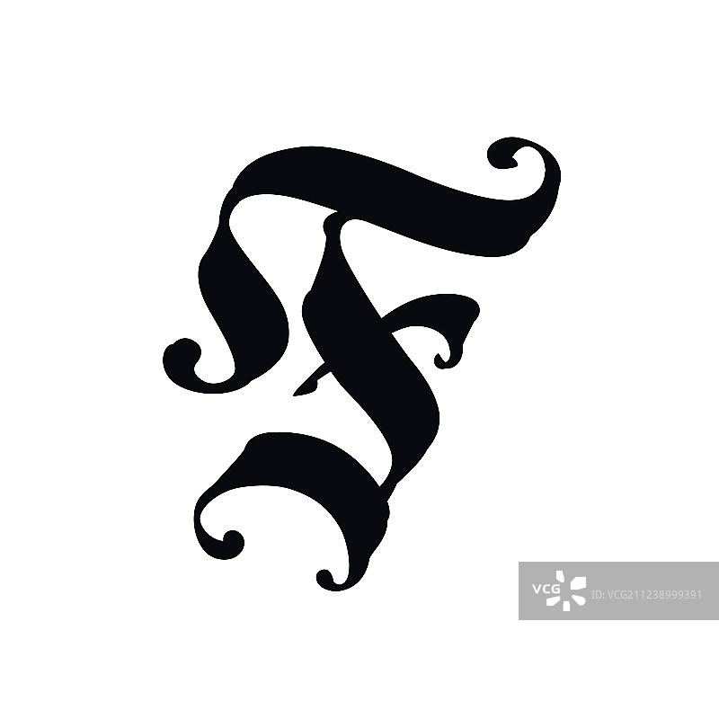 哥特风格字母F符号图片素材