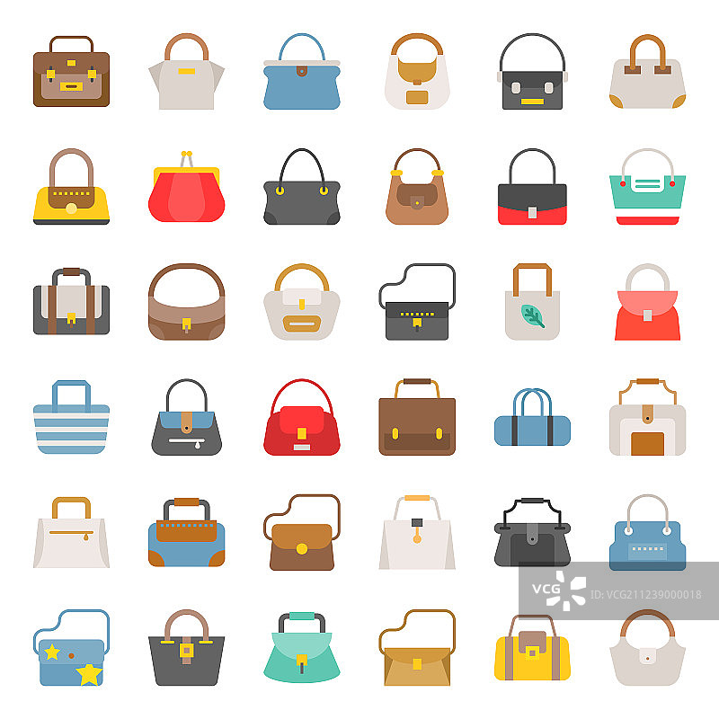 各种风格的时尚包包实体图标图片素材