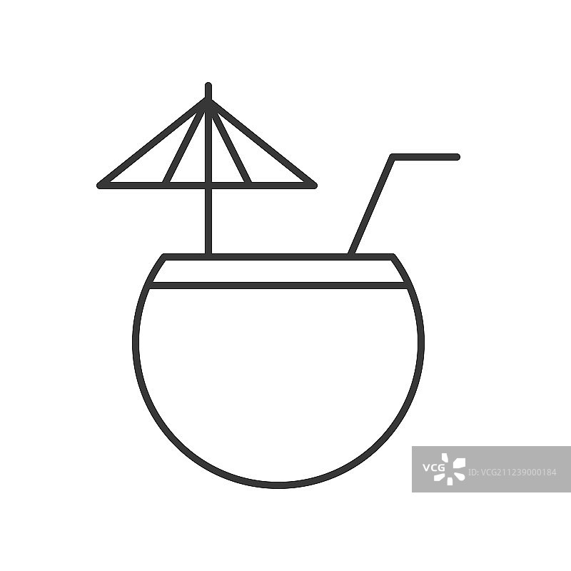 椰子和吸管夏季轮廓图标图片素材