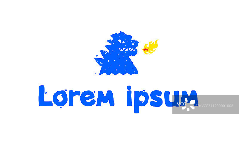 哥斯拉龙扁平风格标志图片素材