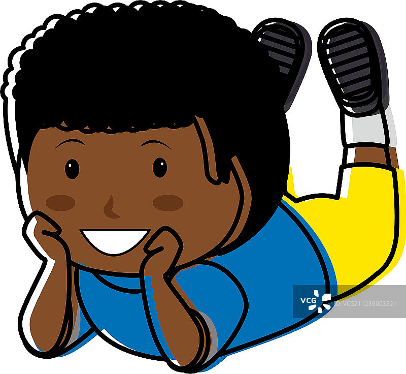 躺着的黑人小男孩角色图片素材