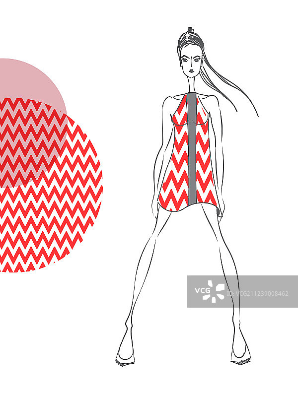 女人扮演超级英雄和白色圆形图标图片素材