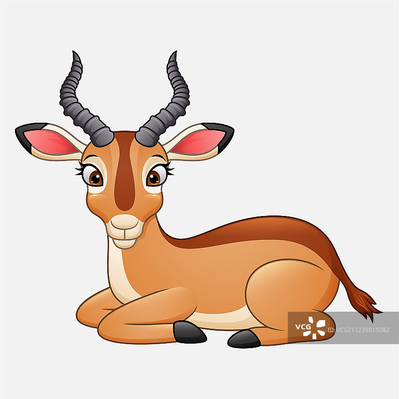 白色背景下隔离的卡通黑斑羚图片素材
