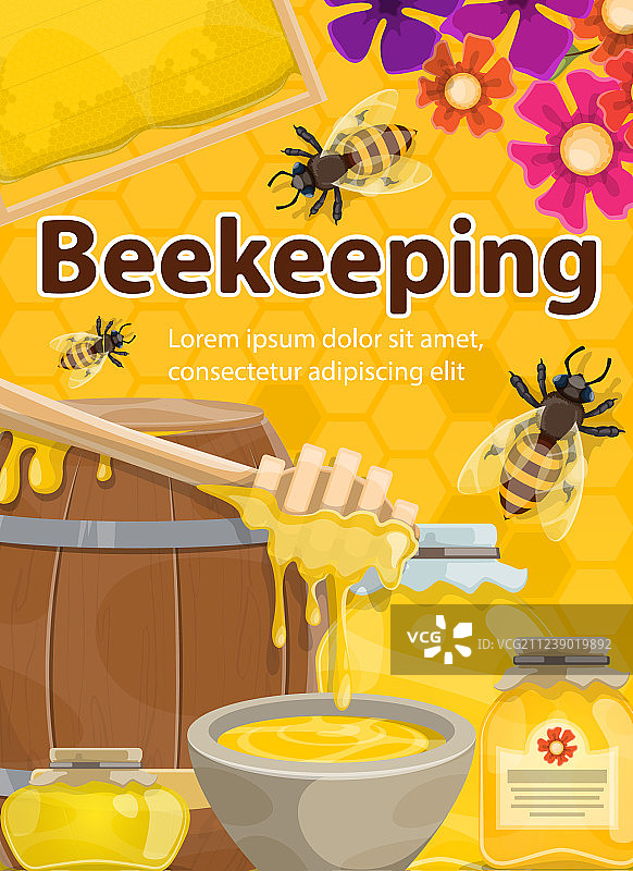 养蜂蜂蜜和蜜蜂海报图片素材